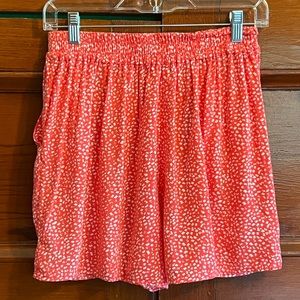 French Connection Color Etched Cubes Coral Shorts